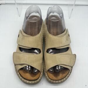 Finn Comfort Sandals Womens 38 Jamaica Tan Leather Double Strap Wedge US 7.5
